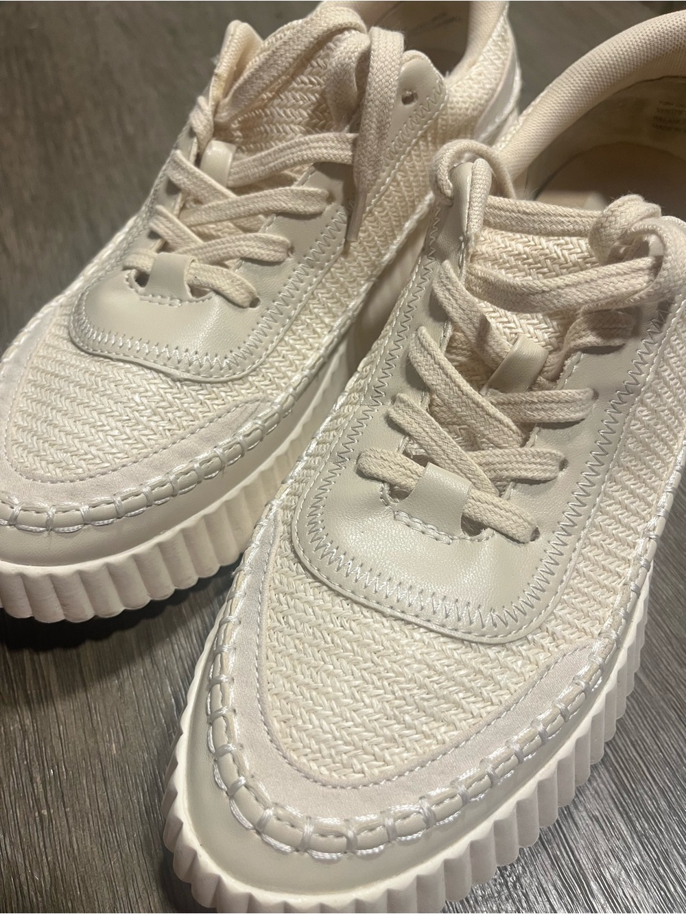 Dolce Vita Denae Cream Woven Platform Sneakers Size 10
